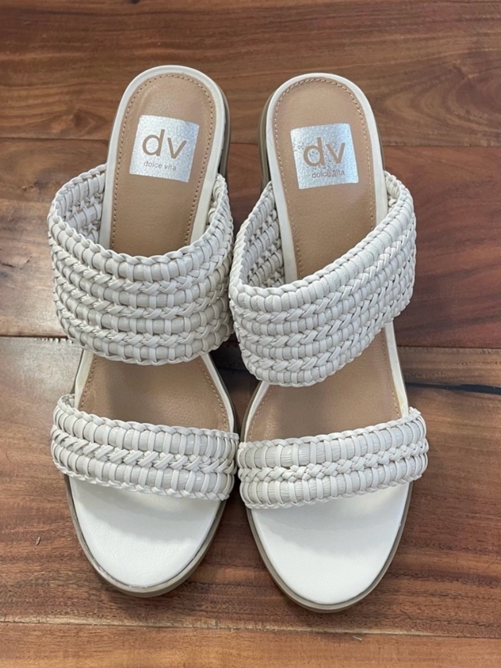 DV by Dolce Vita Cream Braided Double-Strap Slide Mules